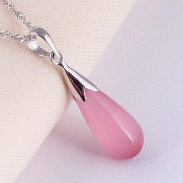 Rain Drop Cat's Eye Moonstone Pendant Necklace