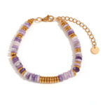 Bohemian Natural Stone Bracelet 18k Gold Plated Stainless Steel Chain