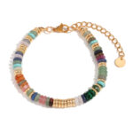 Bohemian Natural Stone Bracelet 18k Gold Plated Stainless Steel Chain