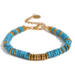 Bohemian Natural Stone Bracelet 18k Gold Plated Stainless Steel Chain