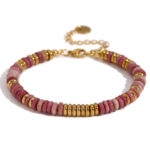 Bohemian Natural Stone Bracelet 18k Gold Plated Stainless Steel Chain