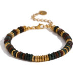 Bohemian Natural Stone Bracelet 18k Gold Plated Stainless Steel Chain