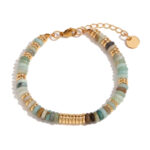 Bohemian Natural Stone Bracelet 18k Gold Plated Stainless Steel Chain
