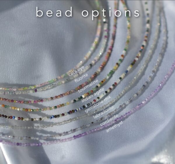 2MM Tiny Faceted Gemstone Beaded Necklace