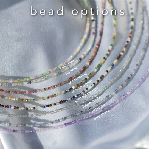 2MM Tiny Faceted Gemstone Beaded Necklace