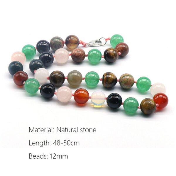 12mm Natural Stone Crystal Agate Jade Round Bead Necklace