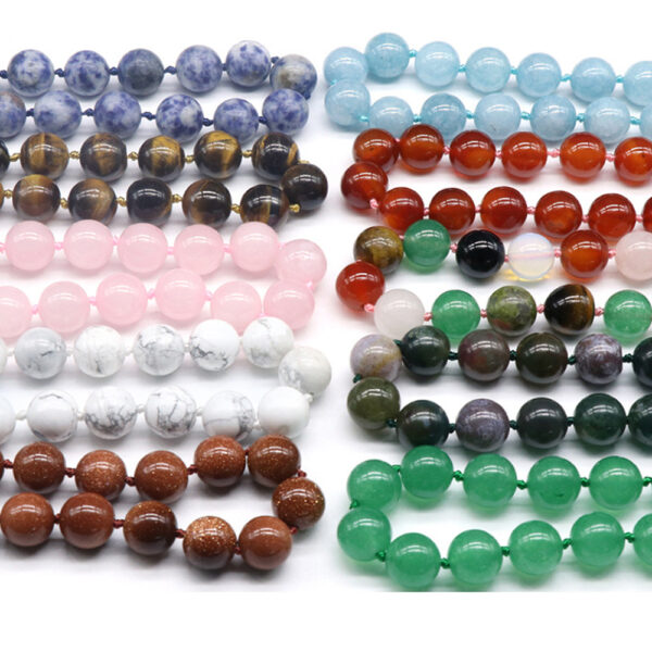 12mm Natural Stone Crystal Agate Jade Round Bead Necklace