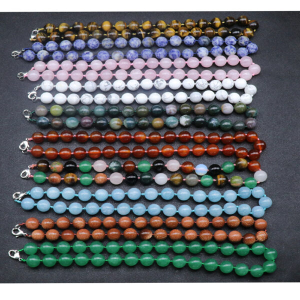 12mm Natural Stone Crystal Agate Jade Round Bead Necklace