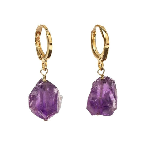 Rough Gemstone Earrings Handmade Raw Crystal Dangle Elegant