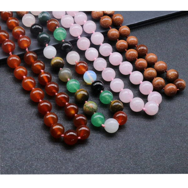 12mm Natural Stone Crystal Agate Jade Round Bead Necklace