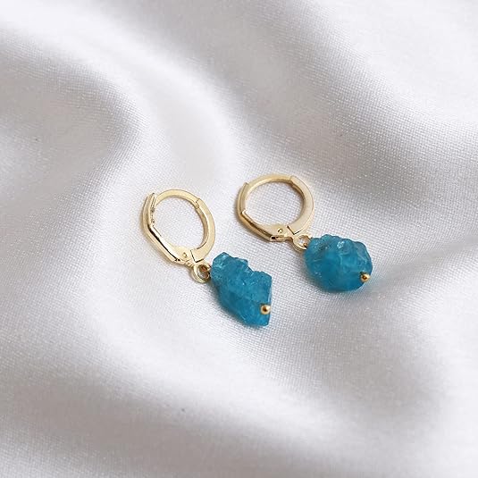 Rough Gemstone Earrings Handmade Raw Crystal Dangle Elegant