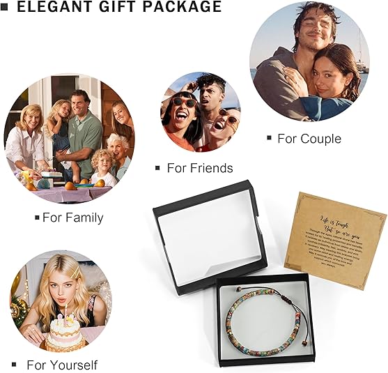 Boho Natural Stone Bracelet Beaded Chakra Bracelet Crystal Energy Rope Bracelet Adjustable Unisex Handmade Bracelet Healing Crystals