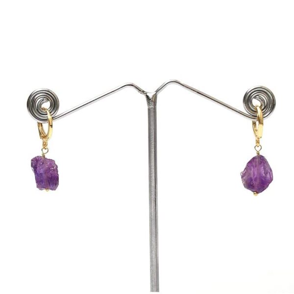 Rough Gemstone Earrings Handmade Raw Crystal Dangle Elegant