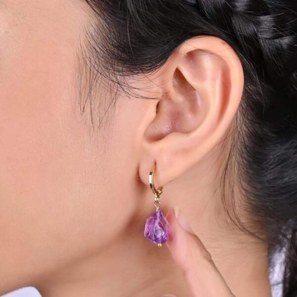 Rough Gemstone Earrings Handmade Raw Crystal Dangle Elegant
