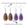 Natural gemstone amazon stone droplet teardrop pendant gold hook earrings 1 pair