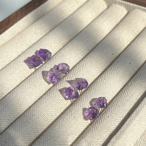 Natural Raw Stone Stud Earrings 10-15mm Healing Crystal Earring S925 Silver