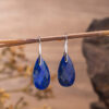 Natural gemstone amazon stone droplet teardrop pendant gold hook earrings 1 pair
