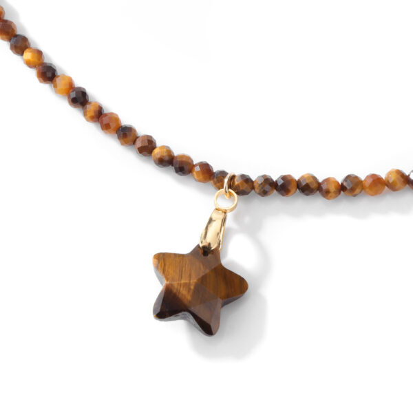 Natural Stone 3mm Faceted Crystal Necklace Five-Pointed Star Pendant