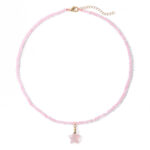 New Design Gold Plated 3mm Faceted Stone Beaded Necklace Five-Pointed Star Pendant Necklace Amethyst Necklace