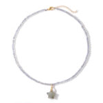 New Design Gold Plated 3mm Faceted Stone Beaded Necklace Five-Pointed Star Pendant Necklace Amethyst Necklace