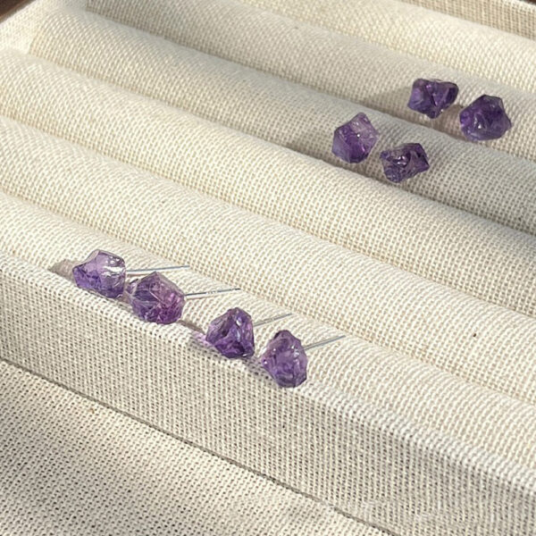 Natural Raw Stone Stud Earrings 10-15mm Healing Crystal Earring S925 Silver