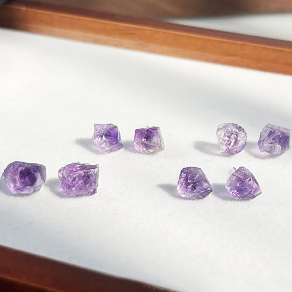 Natural Raw Stone Stud Earrings 10-15mm Healing Crystal Earring S925 Silver