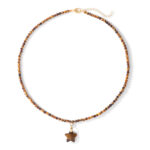 New Design Gold Plated 3mm Faceted Stone Beaded Necklace Five-Pointed Star Pendant Necklace Amethyst Necklace