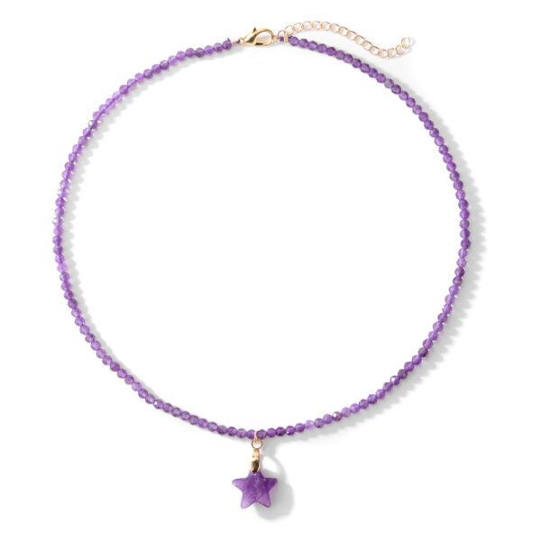 Natural Stone 3mm Faceted Crystal Necklace Five-Pointed Star Pendant