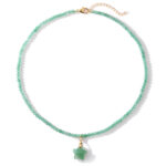 New Design Gold Plated 3mm Faceted Stone Beaded Necklace Five-Pointed Star Pendant Necklace Amethyst Necklace