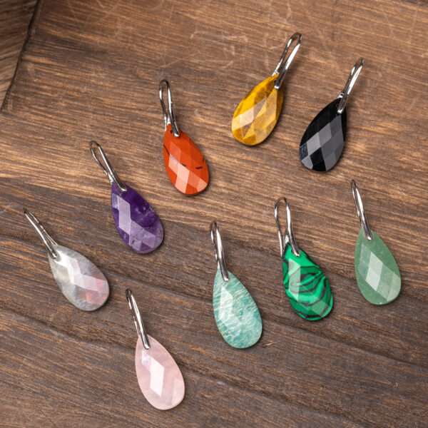 Natural gemstone amazon stone droplet teardrop pendant gold hook earrings 1 pair