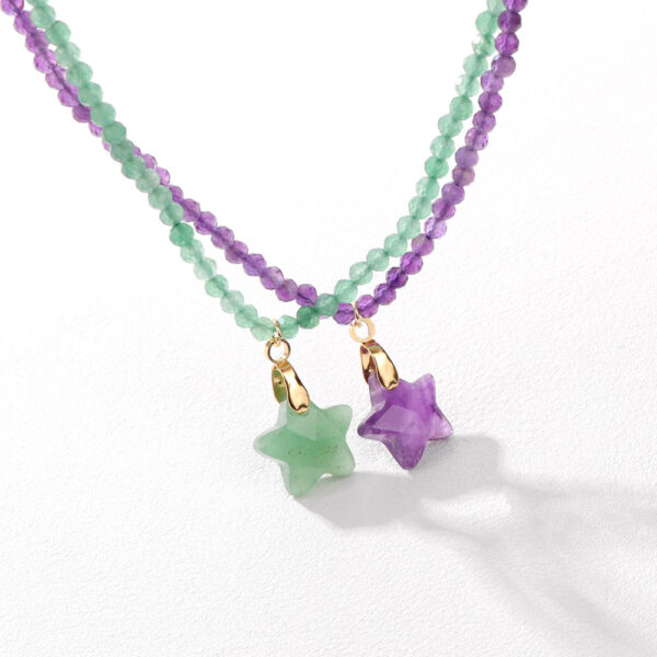Natural Stone 3mm Faceted Crystal Necklace Five-Pointed Star Pendant