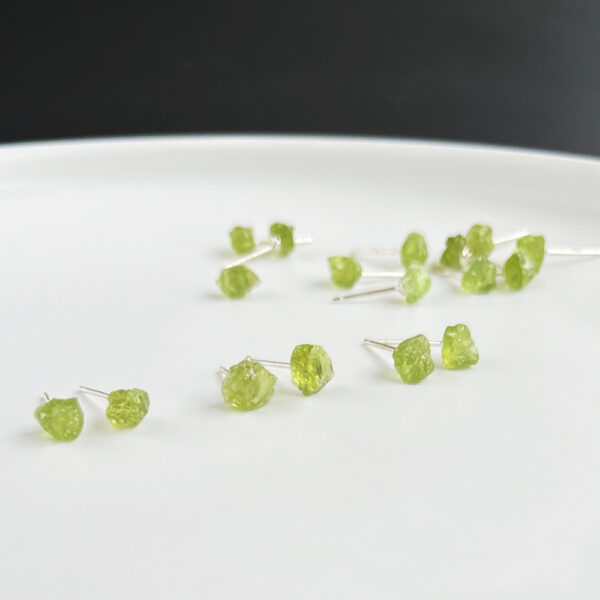 Natural Raw Stone Stud Earrings 10-15mm Healing Crystal Earring S925 Silver