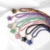 Natural Stone 3mm Faceted Crystal Necklace Five-Pointed Star Pendant