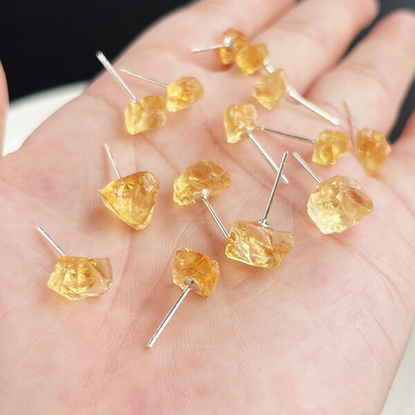 Natural Raw Stone Stud Earrings 10-15mm Healing Crystal Earring S925 Silver