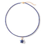 New Design Gold Plated 3mm Faceted Stone Beaded Necklace Five-Pointed Star Pendant Necklace Amethyst Necklace