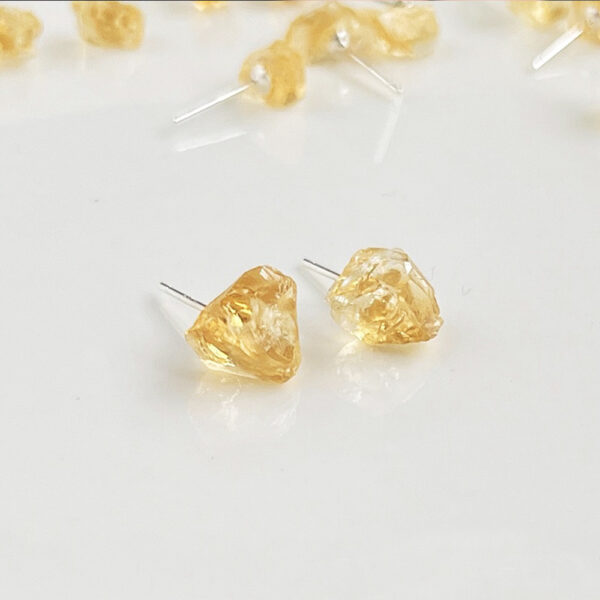 Natural Raw Stone Stud Earrings 10-15mm Healing Crystal Earring S925 Silver