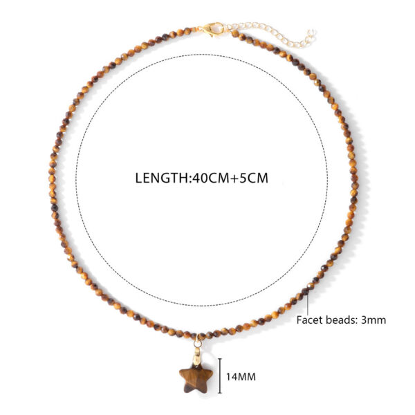 Natural Stone 3mm Faceted Crystal Necklace Five-Pointed Star Pendant
