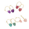 Heart Natural Gemstone Charm Earrings Stainless Steel Hoop Earrings for WomenEarrings
