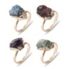 Natural Raw Gemstone Ring Gold Plated Birthstone Healing Crystal Stone Ring