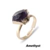 Natural Raw Gemstone Ring Gold Plated Birthstone Healing Crystal Stone Ring