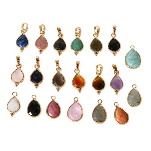 DIY Jewelry Accessories pendant Stainless Steel 18K Gold Plated Waterdrop Cut Shape  Natural Stones