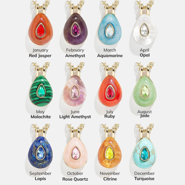 Wholesale Mixed Gemstone Pendant 12 Birthstone Pendant Necklaces handmade DIY Jewelry