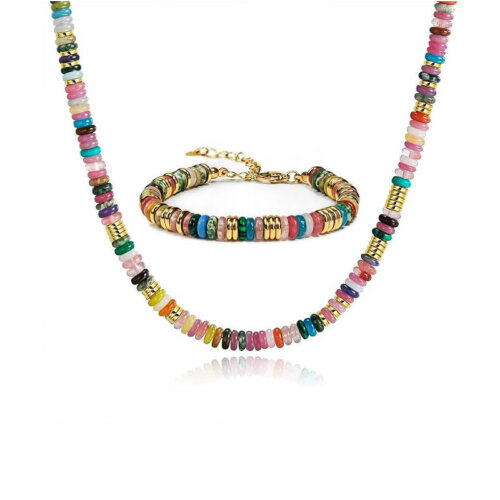 semi-precious Boho Necklace & Bracelet Unique Jewelry set for women