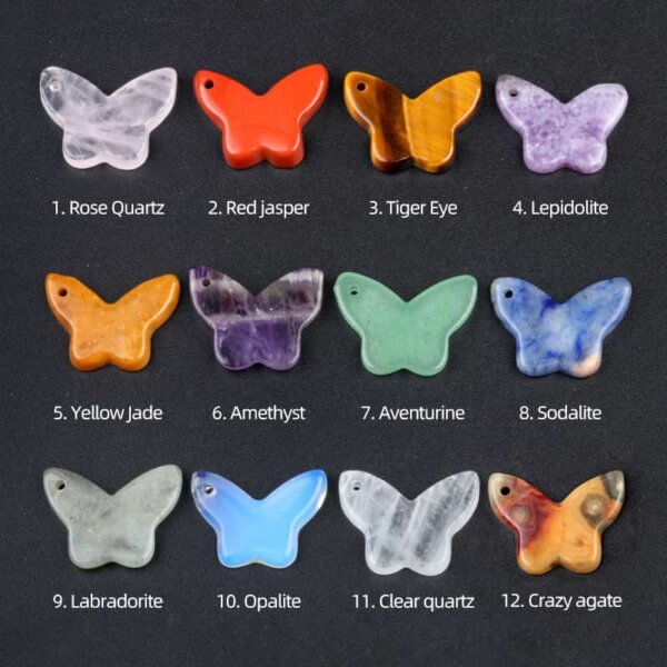 Natural Crystal Butterfly Charm Pendant Accessories DIY Making Healing Gemstone