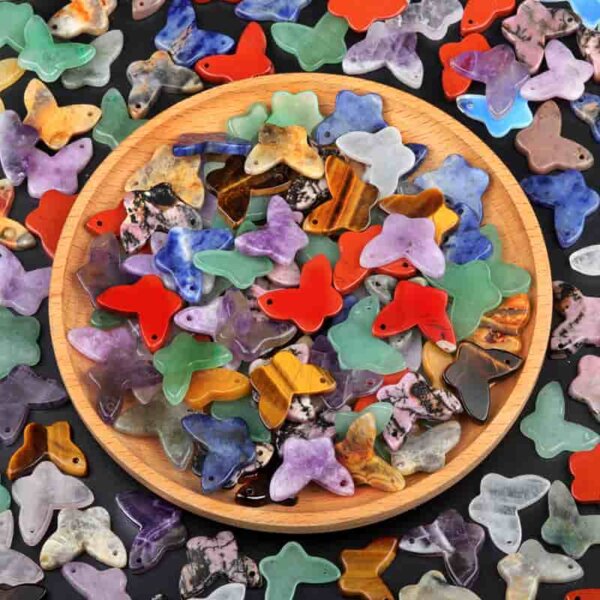 Natural Crystal Butterfly Charm Pendant Accessories DIY Making Healing Gemstone