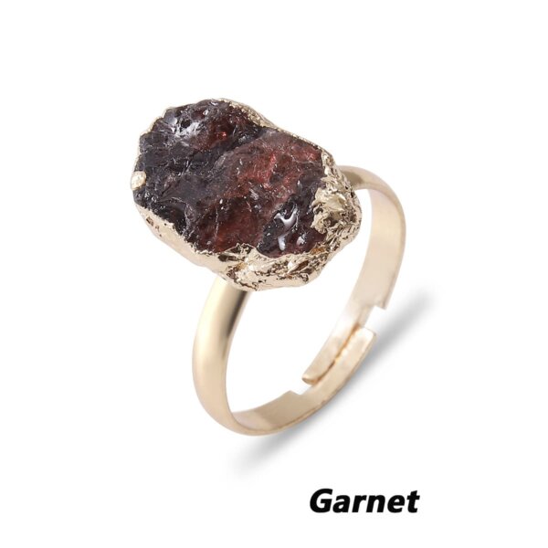 Natural Raw Gemstone Ring Gold Plated Birthstone Healing Crystal Stone Ring