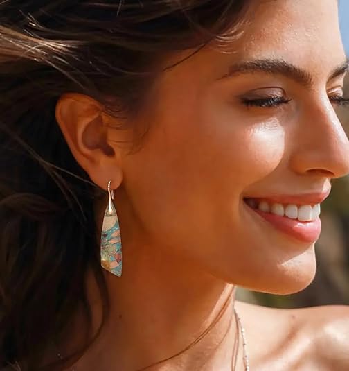 Jasper Stone Earrings for Women Emperor Stone Earrings Drop Earrings