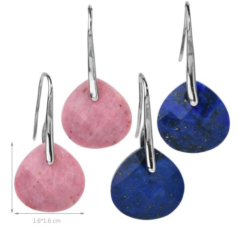 Natural Gemstone Earrings | Handmade Silver Plated Earrings| Dainty Water Drop Earrings