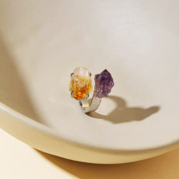 H7954b7c4937c40298eb85699142960fdY Unique Gemstone Ring Crystal Rings Two Stone Ring Adjustable Healing Crystal Ring