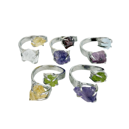 Hb932e9b851ec4c3c94284bb416105d33n Unique Gemstone Ring Crystal Rings Two Stone Ring Adjustable Healing Crystal Ring